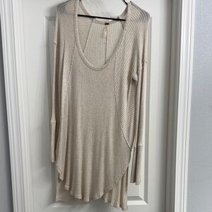 Free people Lightweight Waffle Knit Long Sleeve Tunic - Cream